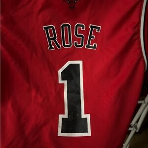 Red Basketball Jersey with Number 1-Derrick Rose